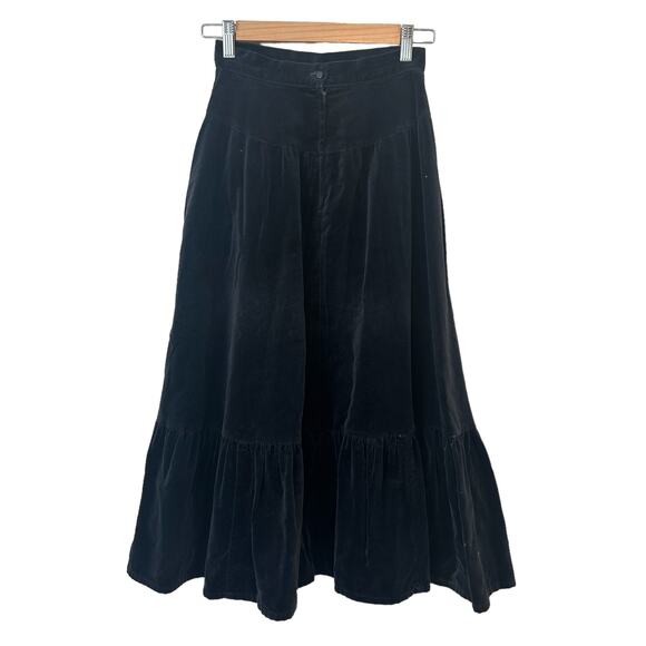 Vintage Gunne Sax Blue Velvet Boho Cottage Core Peasant Hippie Maxi Skirt XS - Picture 4 of 12